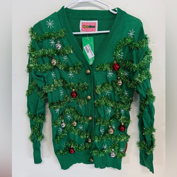 Tipsy Elves Women's Gaudy Garland Ugly Christmas Cardigan Sweater, Medium, NWT - Picture 1 of 4